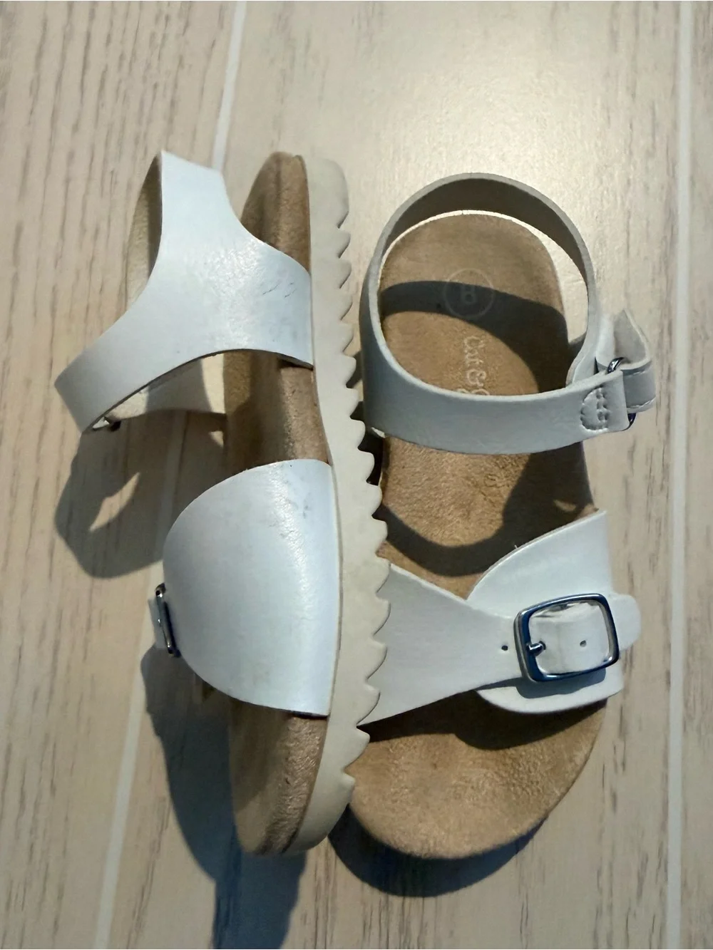Cat & Jack Toddler Girls Size 8 White Brown Strappy Sandals 2‎ Pair Lot